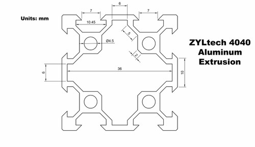 ZYLtech 4040 V-Groove Extrusion - 1M - ZYLtech Engineering, LLC