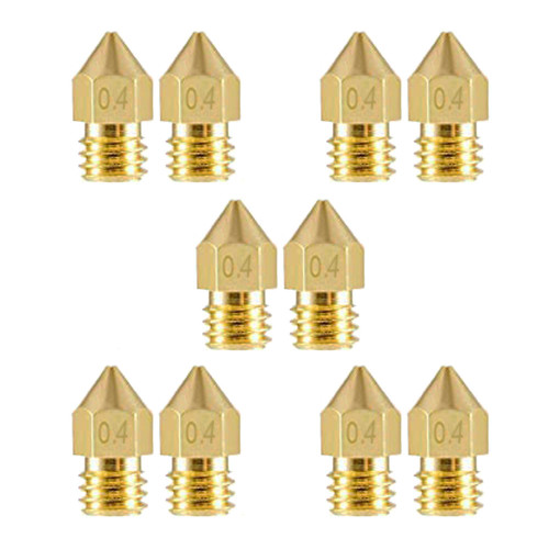 10X 0.6mm MK8 Style 3D printer Brass Nozzles - ZYLtech Engineering