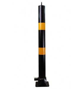 76mm Black & Yellow Fold Down Parking Post with Integral Lock & Chain Eyelet