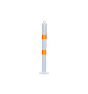 76mm Steel Bolt Down Static Bollard – White & Orange 76mm Steel Bolt Down Static Bollard – White & Orange