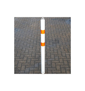 76mm White & Orange Spigot Steel Bollard & Eyelet 76mm White & Orange Spigot Steel Bollard & Eyelet