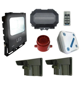 Security Light & Siren Long Range Driveway PIR Alarm With Outdoor & Indoor Receivers