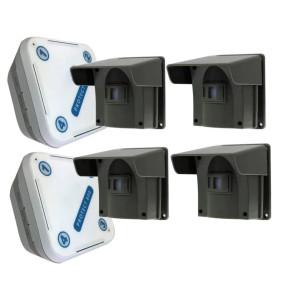 Driveway Alert System With 4 x PIR’s (With Multiple Lens Caps) & 2 x Receivers