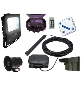 Security Floodlight & Siren Driveway Alarm With Outdoor, Indoor Receiver, PIR & Vehicle Sensing Probe Security Floodlight & Siren Driveway Alarm With Outdoor, Indoor Receiver, PIR & Vehicle Sensing Probe