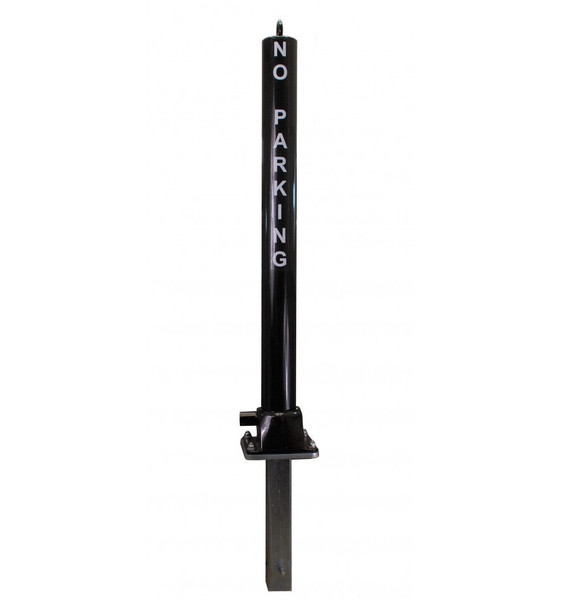 Black Fold Down Parking Post – No Parking Logo, Integral Lock & Chain Eyelet