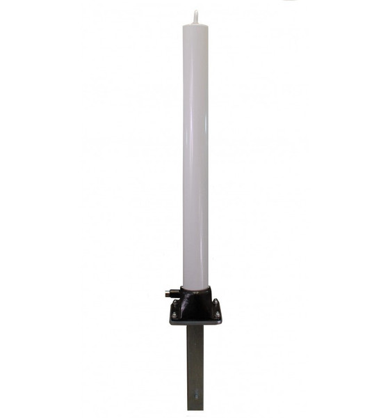 White Fold Down Parking Post With Integral Lock & Chain Eyelet