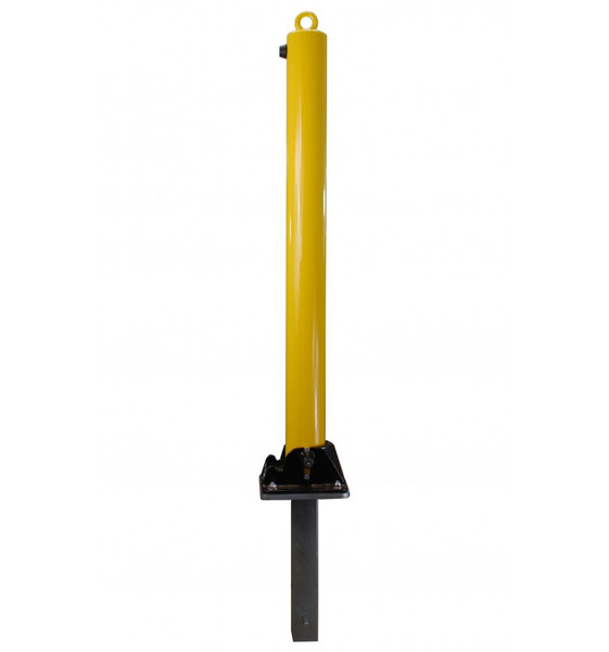 Yellow Fold Down Parking Post With Ground Spigot, Integral Lock & Top Mounted Eyelet