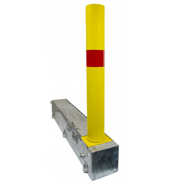 Fold Away (coffin) Yellow Parking Post With Reflective Red Band