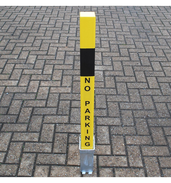 Heavy Duty Yellow Removable Security Post With No Parking Logo
