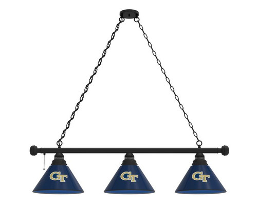 Georgia Tech Billiard Light w/ Yellow Jackets Logo - 3 Shade (Black) Image 1