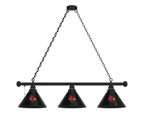 Louisville Billiard Light w/ Cardinals Logo - 3 Shade (Black) Image 1