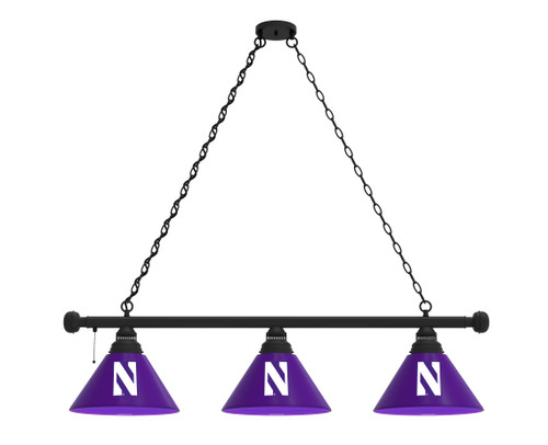 Northwestern Billiard Light w/ Wildcats Logo - 3 Shade (Black)