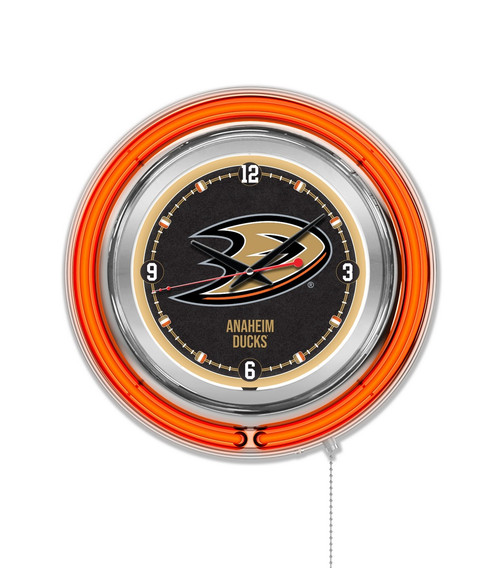 15" Anaheim Ducks Clock w/ Double Neon Ring Image 1