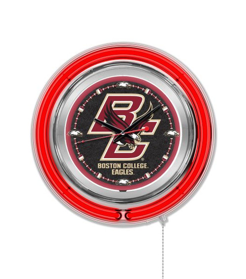 15" Boston College Clock w/ Double Neon Ring Image 1