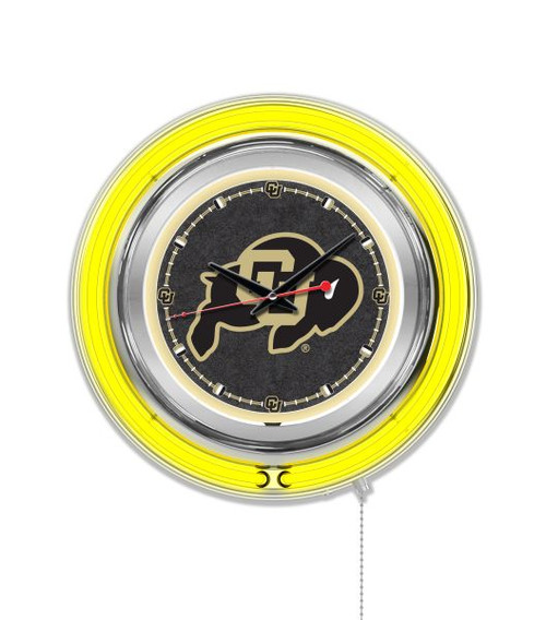 15" University of Colorado Clock w/ Double Neon Ring Image 1