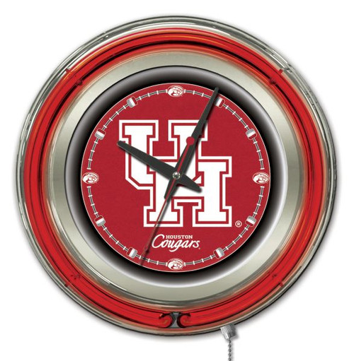 15" University of Houston Clock w/ Double Neon Ring Image 1