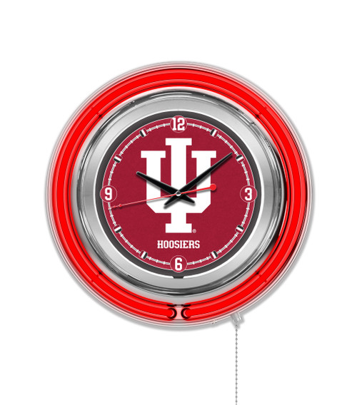 15" Indiana University Clock w/ Double Neon Ring