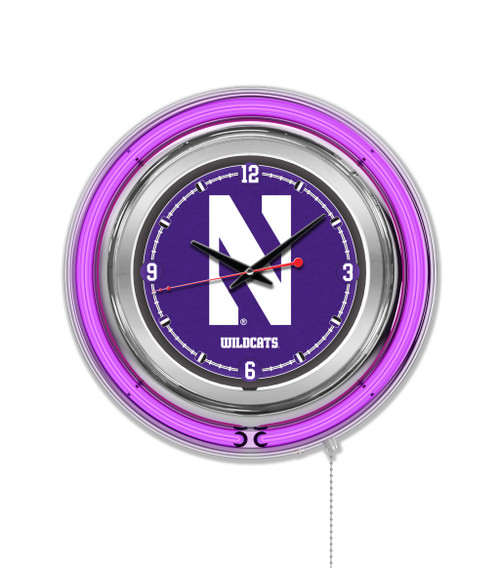 15" Northwestern University Clock w/ Double Neon Ring