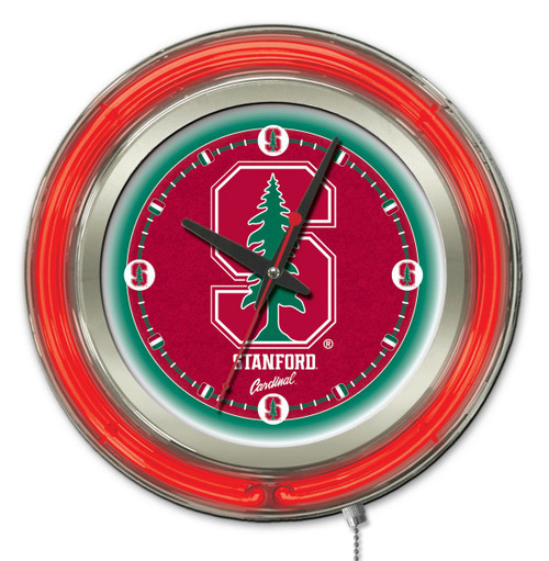 15" Stanford University Clock w/ Double Neon Ring Image 1