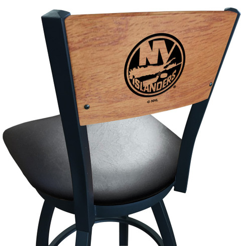 New York Islanders Bar Stool - L038 Vinyl Seat Engraved Back Image 1