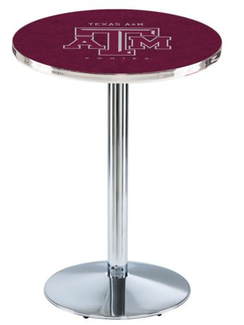 Texas A&M University L214 Pub Table w/ Chrome Base Image 1