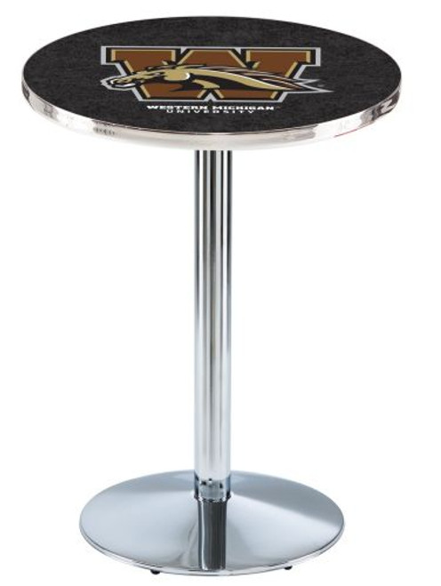 Western Michigan University L214 Pub Table w/ Chrome Base Image 1