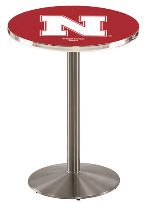 University of Nebraska L214 Pub Table w/ Stainless Base Image 1