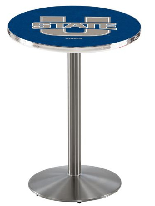 Utah State University L214 Pub Table w/ Stainless Base Image 1