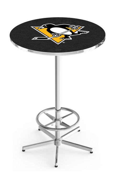 Pittsburgh Penguins L216 Pub Table w/ Chrome Base Image 1