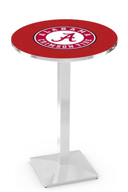 University of Alabama L217 Pub Table "Script A" w/ Chrome Base Image 1