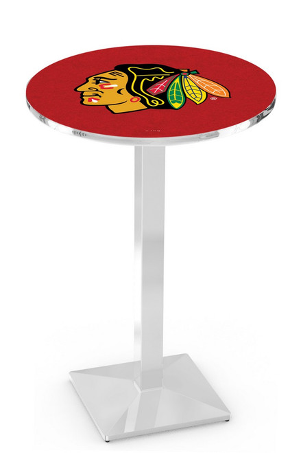 Chicago Blackhawks L217 Pub Table "Red Top" w/ Chrome Base Image 1