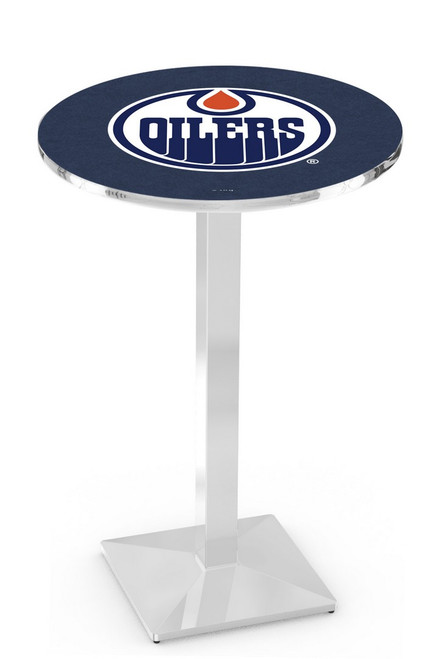 Edmonton Oilers L217 Pub Table w/ Chrome Base Image 1