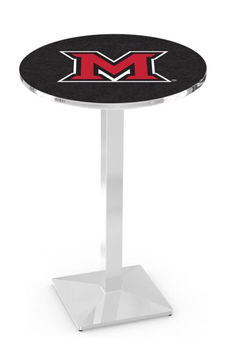 Miami University L217 Pub Table w/ Chrome Base Image 1