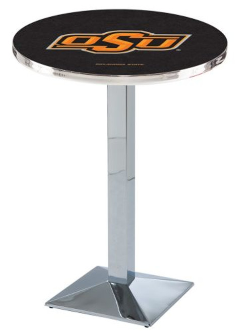 Oklahoma State University L217 Pub Table w/ Chrome Base Image 1