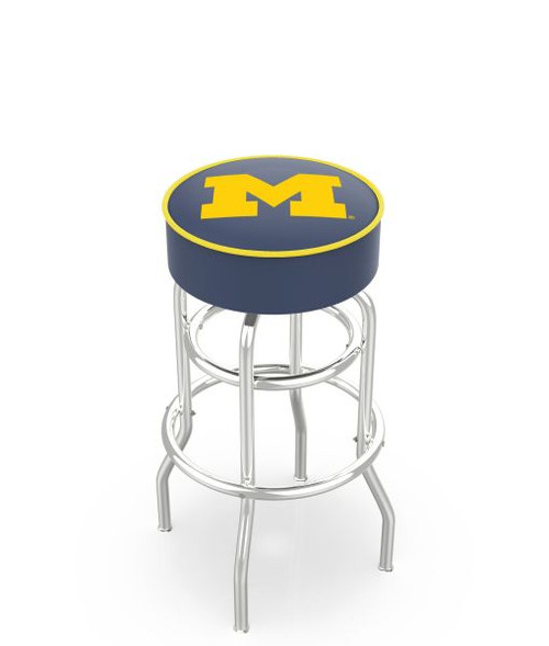 Michigan Wolverines L7C1 Chrome Bar Stool w/ Swivel Seat Image 1