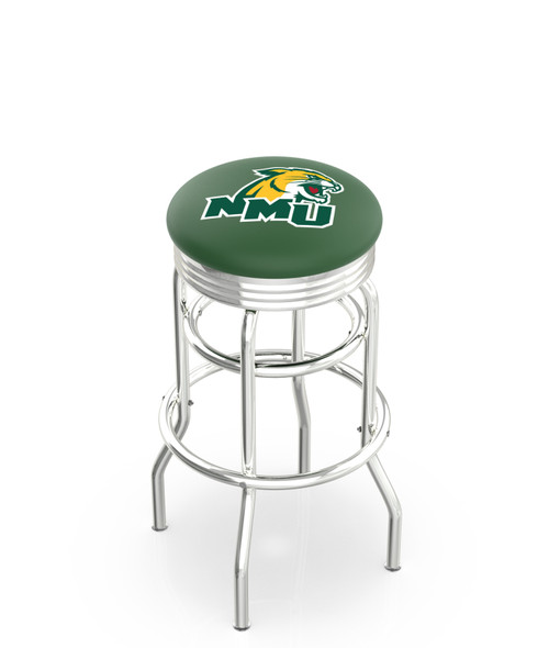 Northern Michigan Bar Stool w/ Wildcats Logo Swivel Seat - L7C3C