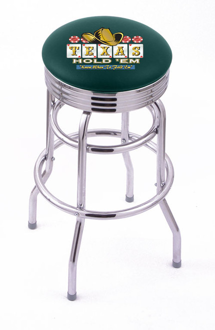 Texas Holdem Bar Stool w/ Gambling Logo Swivel Seat - L7C3C Image 1