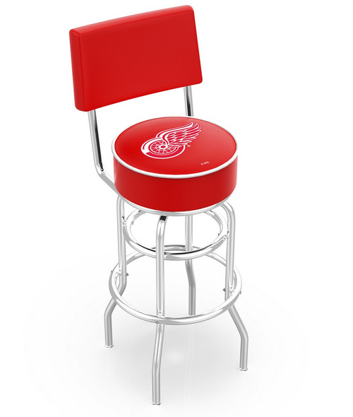 Detroit Bar Stool w/ Red Wings Logo Swivel Seat - L7C4 Image 1