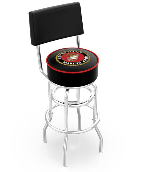 US Marines Bar Stool w/ Military Logo Swivel Seat - L7C4 Image 1