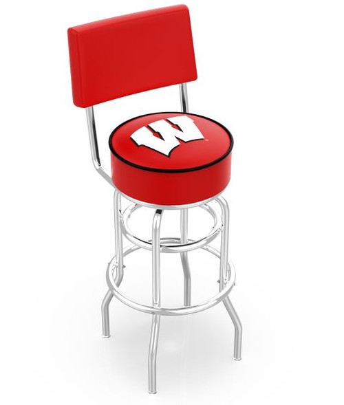 Wisconsin Bar Stool w/ Badgers 'W' Logo Swivel Seat - L7C4 Image 1