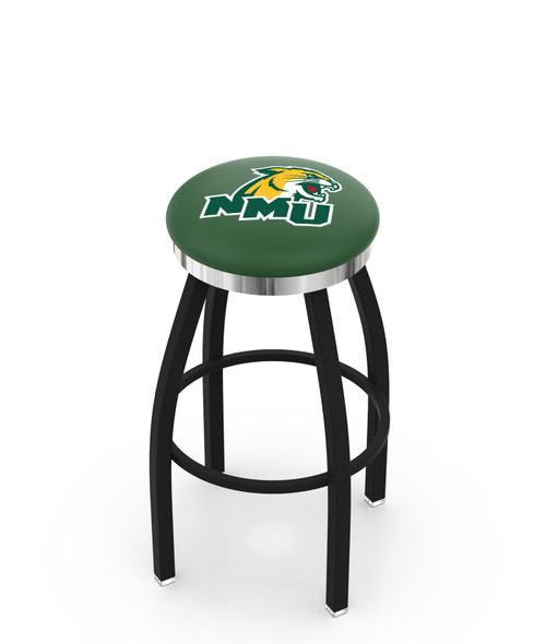 Northern Michigan Bar Stool w/ Wildcats Logo Swivel Seat - L8B2C