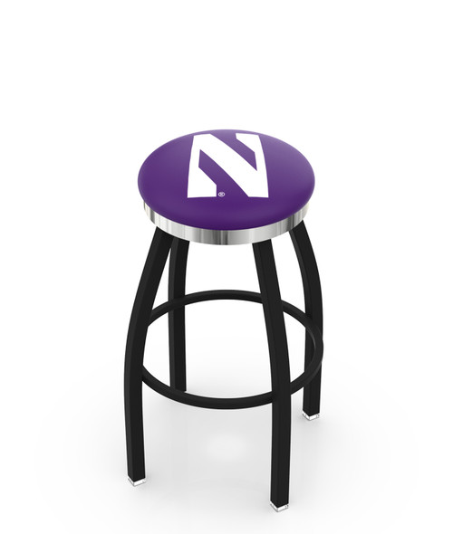 Northwestern Bar Stool w/ Wildcats Logo Swivel Seat - L8B2C Northwestern Bar Stool w/ Wildcats Logo Swivel Seat - L8B2C