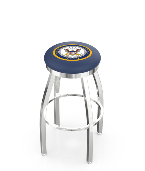 US Navy Bar Stool w/ Military Logo Swivel Seat - L8C2C Image 1