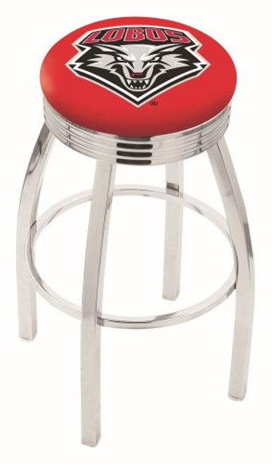 New Mexico Bar Stool w/ Lobos Logo Swivel Seat - L8C3C Image 1