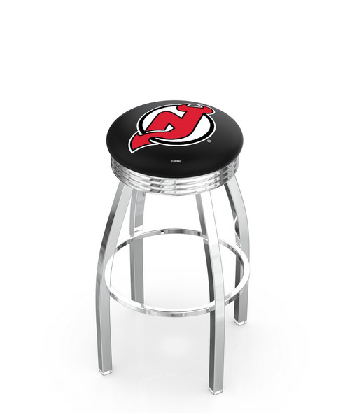 New Jersey Bar Stool w/ Devils Logo Swivel Seat - L8C3C Image 1