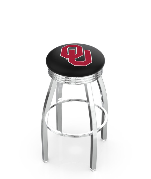 Oklahoma Bar Stool w/ Sooners Logo Swivel Seat - L8C3C
