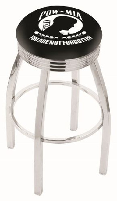 POW-MIA Bar Stool w/ Military Logo Swivel Seat - L8C3C Image 1