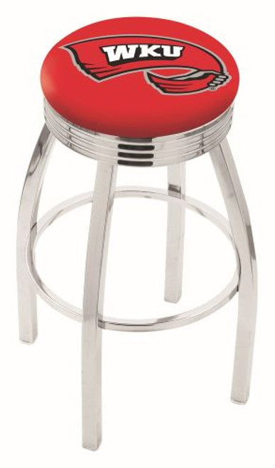 Western Kentucky Bar Stool w/ Hilltoppers Logo Swivel Seat - L8C3C Image 1