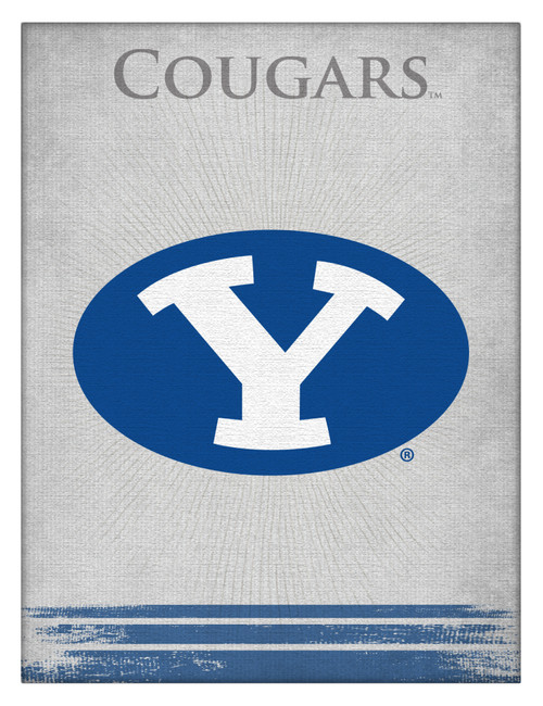 Brigham Young Canvas Art w/ Cougars Logo Print