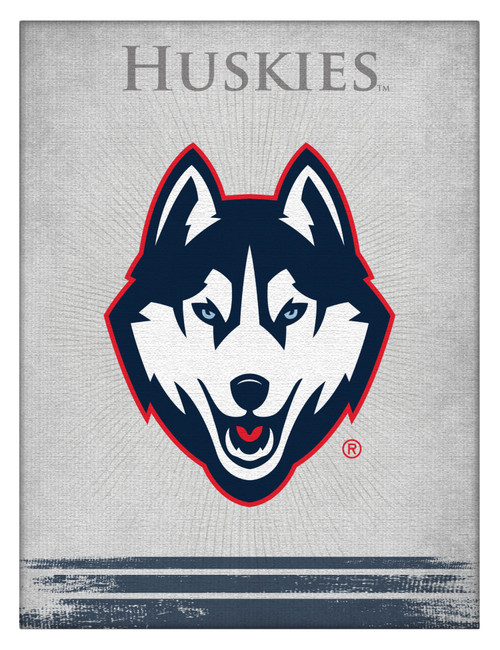 Connecticut Canvas Art w/ Huskies Logo Print